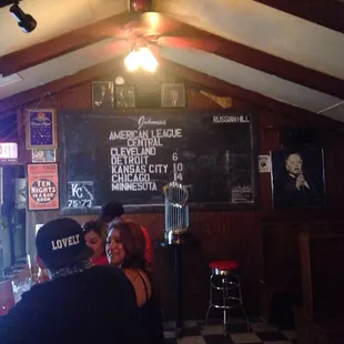 Love the chalkboard American League Central standings. Wish KC was in first place