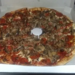 Pepperoni, sausage, and mushroom