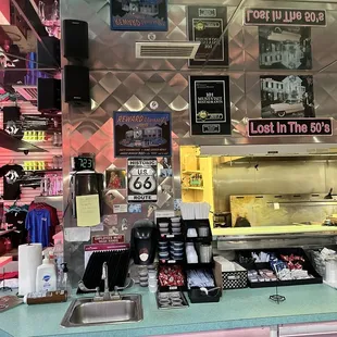 the interior of a diner