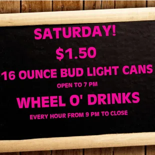 a chalkboard with a sign saying saturday $ 5 50