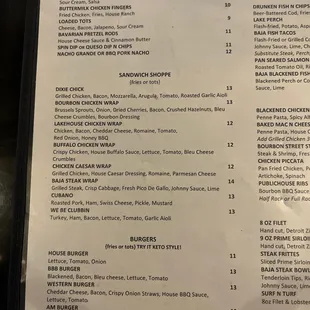 Some of the menu with price