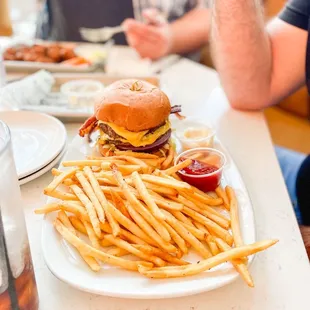 Burger + garlic parm fries