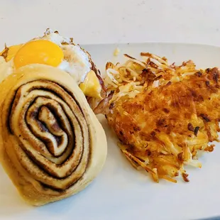 Breakfast burger--served on a cinnamon roll