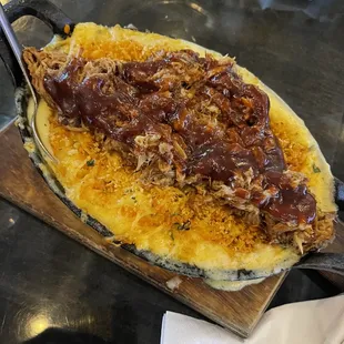 Baked Mac N Cheese with BBQ pork