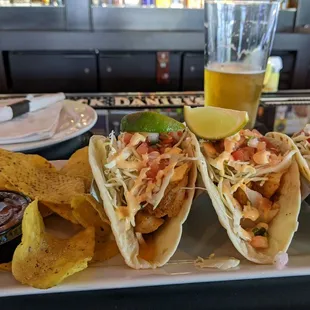 Three huge grilled cod tacos!!
