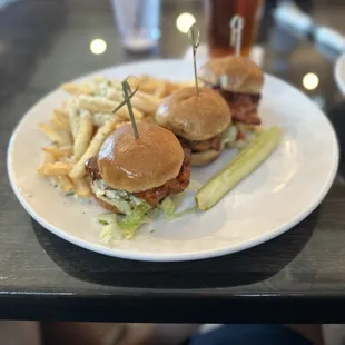 Nashville Hot Chicken Sliders with Parmesan garlic fry upgrade