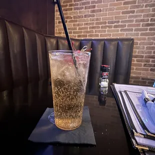 a cold beverage in a glass