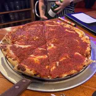 Sausage deep dish pizza