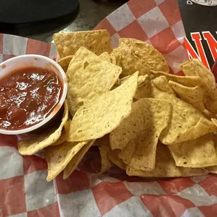 Chips are good but salsa is a little ketchupsy.