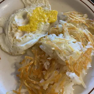 Side of overhead eggs and hash Hashbrowns