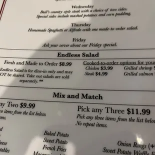 the menu