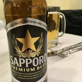 a bottle of sapporo premium beer