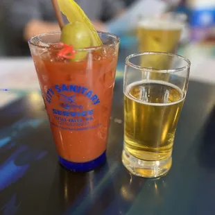 Spicy Bloody Mary with a chaser