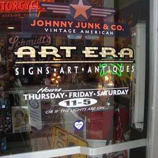 Hours of operation, front door.