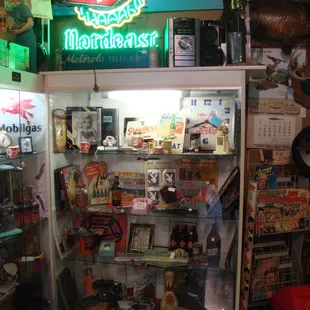 Back wall display cabinets.