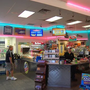 the inside of a diner