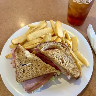 I enjoyed a ham sandwich with fries today, and (not shown) a cup of the complimentary soup of the day (a delicious chicken noodle).