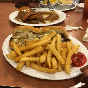 Philly cheese and fries. Mom had Chuck Wagon