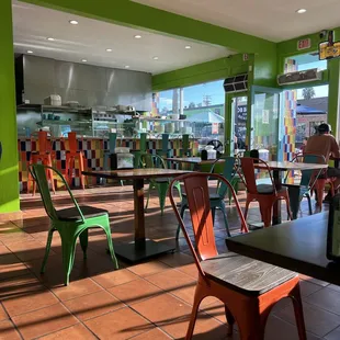 tables and chairs in a restaurant