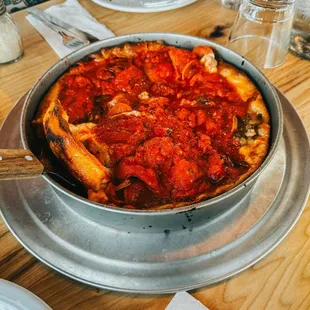 a pizza in a pan