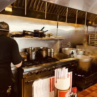 a chef in a commercial kitchen
