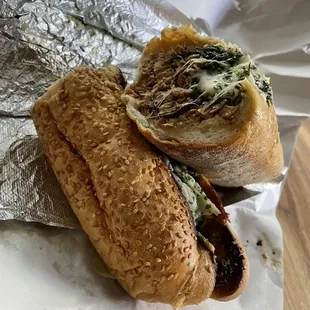 Pork with Broccoli Rabe and parm.  Filled with lots of goodies.