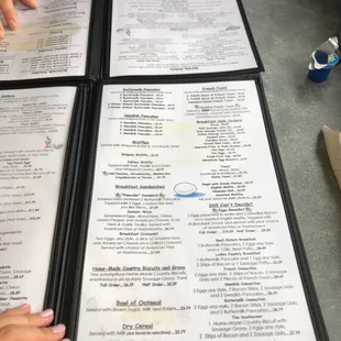 the menu of the restaurant