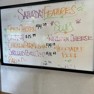 Daily soup and specials board
