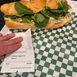 Chicken salad sub $16