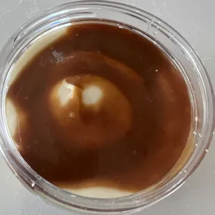 a bowl of chocolate pudding