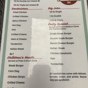 menu