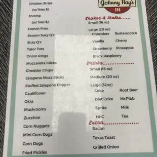 menu