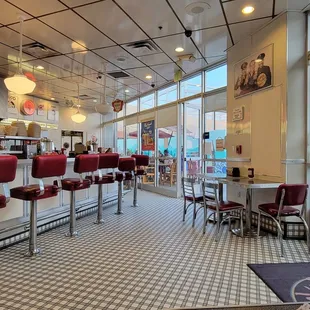 the interior of a diner