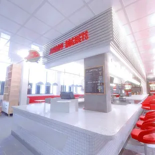 the inside of a diner