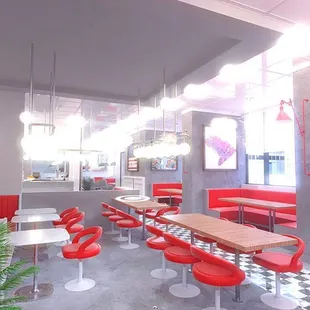 the inside of a diner