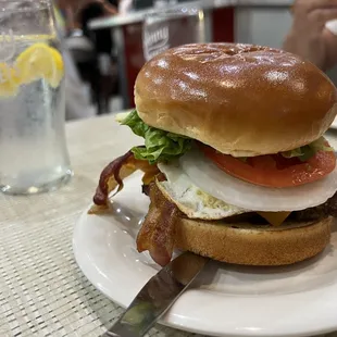 Rocket Double with bacon and egg added