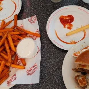 Route 66 Burger and a side of sweet potato fries