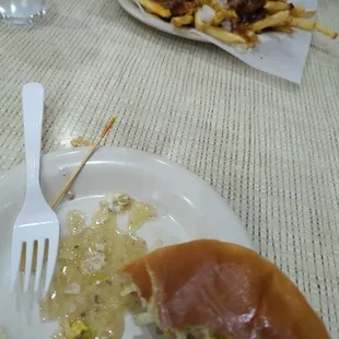 Chili fries and burger