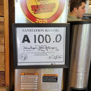 Perfect sanitation score!