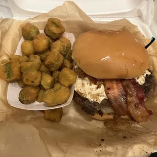 The Candied GOAT Burger with Fried Okra