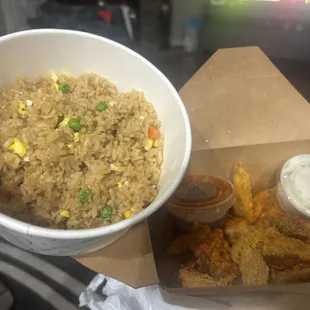 Side of fried rice $4 and wing s