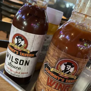Table side wing and BBQ sauces.