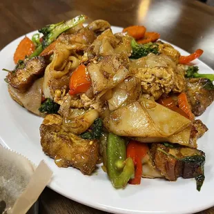 Drunken noodles with pork belly