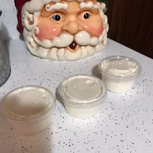 a santa face on a table