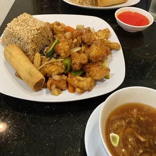 General Tao&apos;s Chicken Lunch.  The food was authentic and served hot.