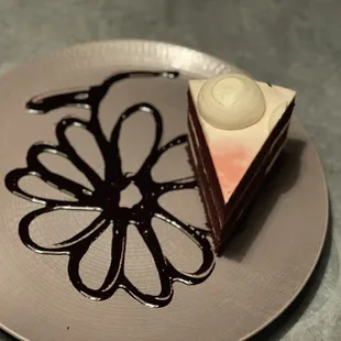 Red Velvet cake with chocolate sauce