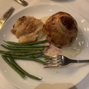 The lobster &amp;beef filet with potatoes and green beans! The sauce was everything!