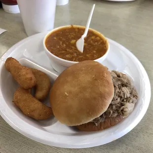 Bbq sandwich &amp; stew