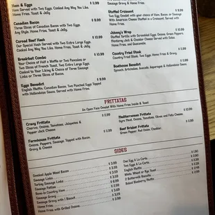 the menu for johnny&apos;s boathouse breakfast specials