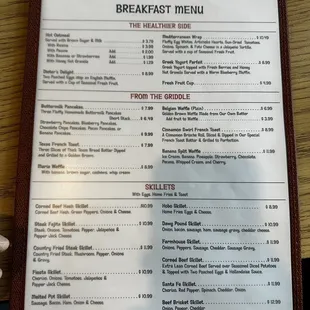 the breakfast menu